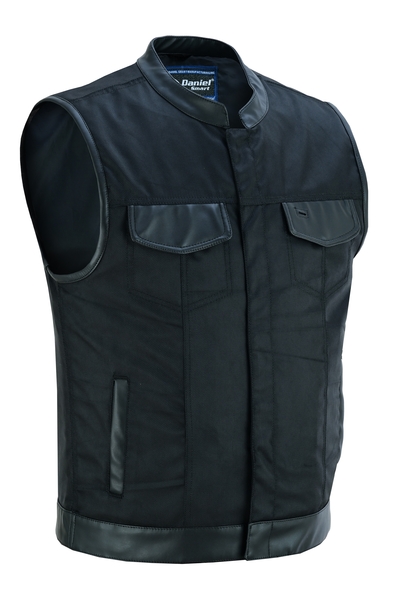 DS689 Concealed Snap Closure, Textile Material, Scoop Collar & Hidden Zipper | Men's Textile Vests