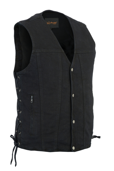 DM905BK Men's Single Back Panel Concealed Carry Denim Vest | Men's Denim Vests