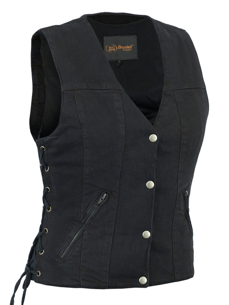 DM906BK Women's Single Back Panel Concealed Carry Denim Vest | Women's Denim Vests