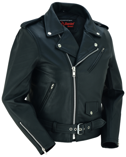 DS850 Women's Classic Plain Side Fitted M/C Style Jacket | Women's Leather Motorcycle Jackets