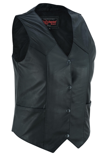 DS251 Women's Classic Plain Side Vest | Women's Leather Vests