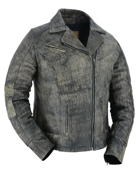DS836 Women's Updated Stylish Antique Brown M/C Jacket | Women's Leather Motorcycle Jackets