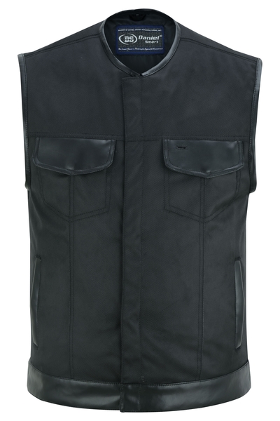 DS687 Concealed Snap Closure, Textile Material, W/O Collar & Hidden Zipper | Men's Textile Vests