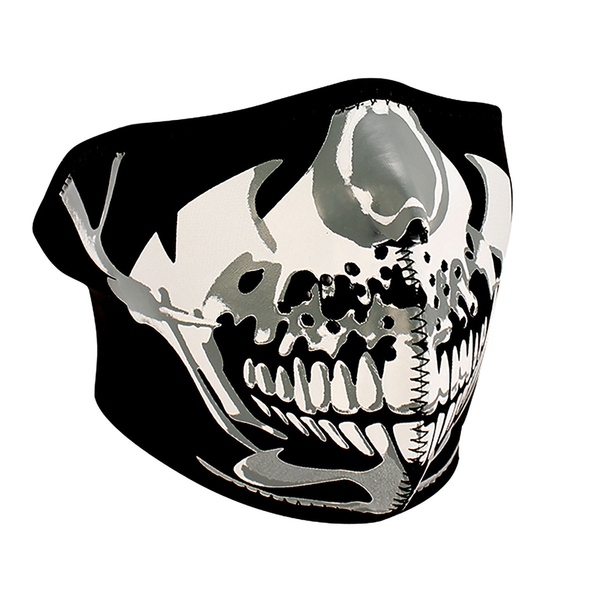 WNFM023H ZAN® Half Mask- Neoprene- Chrome Skull | Half Facemasks