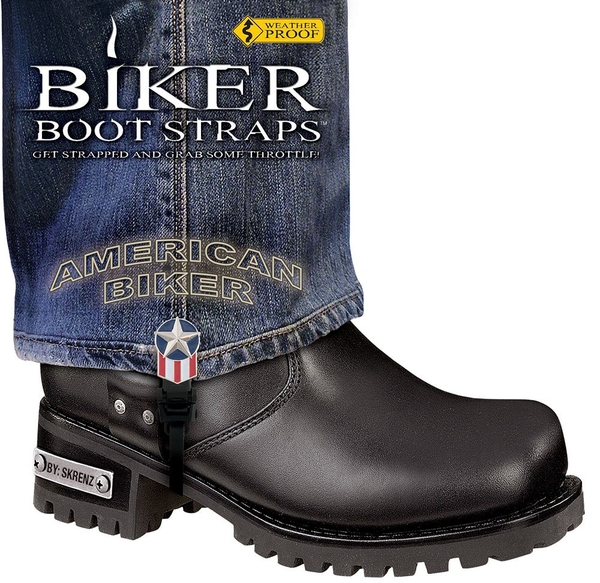BBS/AB6 Weather Proof- Boot Straps- American Biker- 6 Inch | Biker Boot Straps