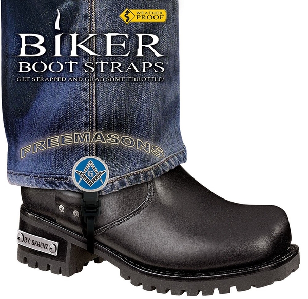 BBS/FM6 Weather Proof- Boot Straps- Freemasons- 6 Inch | Biker Boot Straps