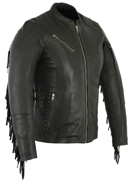 DS880 Women's Stylish Jacket with Fringe | Women's Leather Motorcycle Jackets