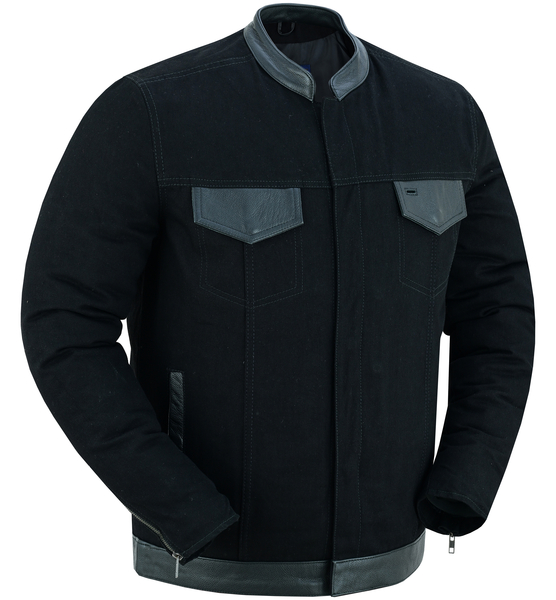 DM988 Mens Full Cut Denim Shirt W/Leather Trim | Mens Textile ...