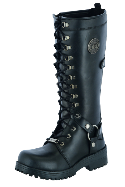 DS9765 Womens 15 Inch Black Leather Stylish Harness Boot | Women's ...