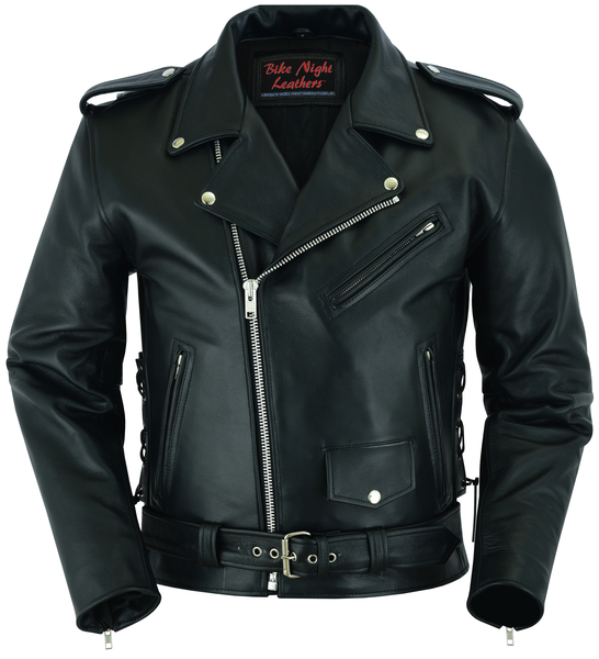DS711 Economy Motorcycle Classic Biker Leather Jacket - Side Laces ...