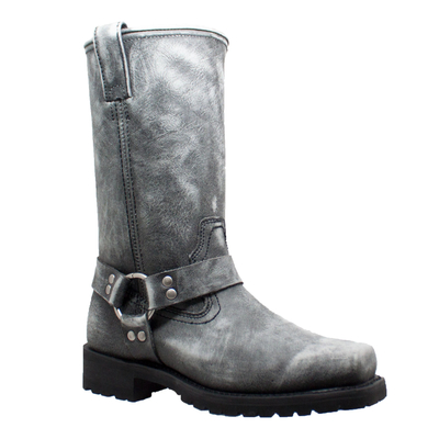 Image 1442SBKM Men's Harness Zipper Boot Black Stone Wash Leather