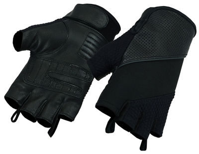 DS7 Leather/ Textile Fingerless Glove