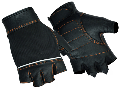 DS2429 Women’s Fingerless Glove with Orange Stitching Details