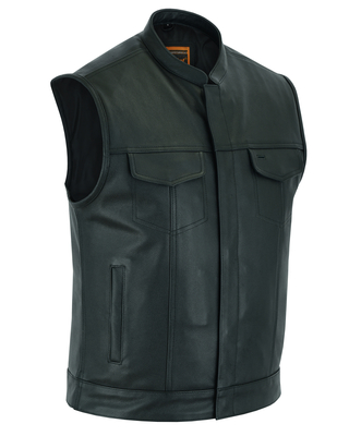 DS189A Concealed Snap Closure, Milled Cowhide, Scoop Collar & Hidden Zipper