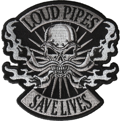 P6722 Loud Pipes Save Lives Skull Patch