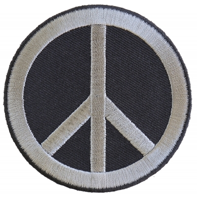 P4871 Peace Sign Patch Gray On Black