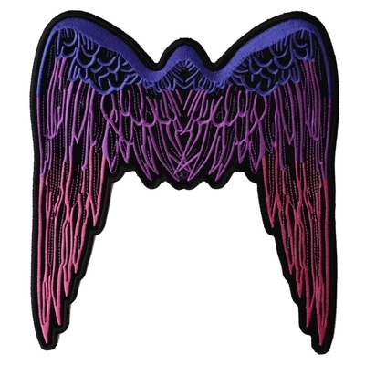 PL2648 Pink Angel Wings Large Embroidered Iron on Patch
