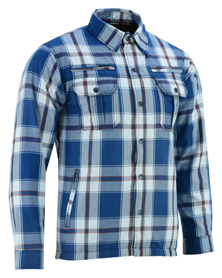 DS4673 Armored Flannel Shirt - Blue, White & Maroon
