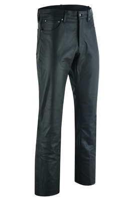 DS452 Women's Classic 5 Pocket Black Casual Motorcycle Leather Pants