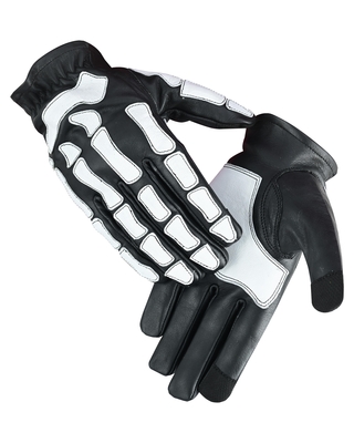 Glow Bones Black and White Leather Skeleton Glove
