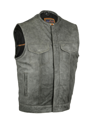 DS191V Concealed Snaps, Premium Naked Cowhide, Hidden Zipper, w/o Collar - Gray
