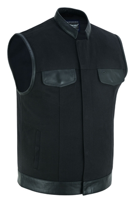 DS685 Canvas Material Single Back Panel Concealment Vest W/Leather Trim